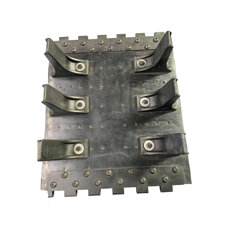 The tire is covered with tracks