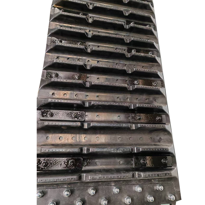 The tire is covered with tracks